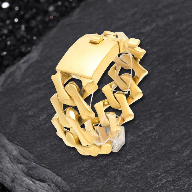 Pulsera de acero inoxidable con cadena cubana y rombos punk