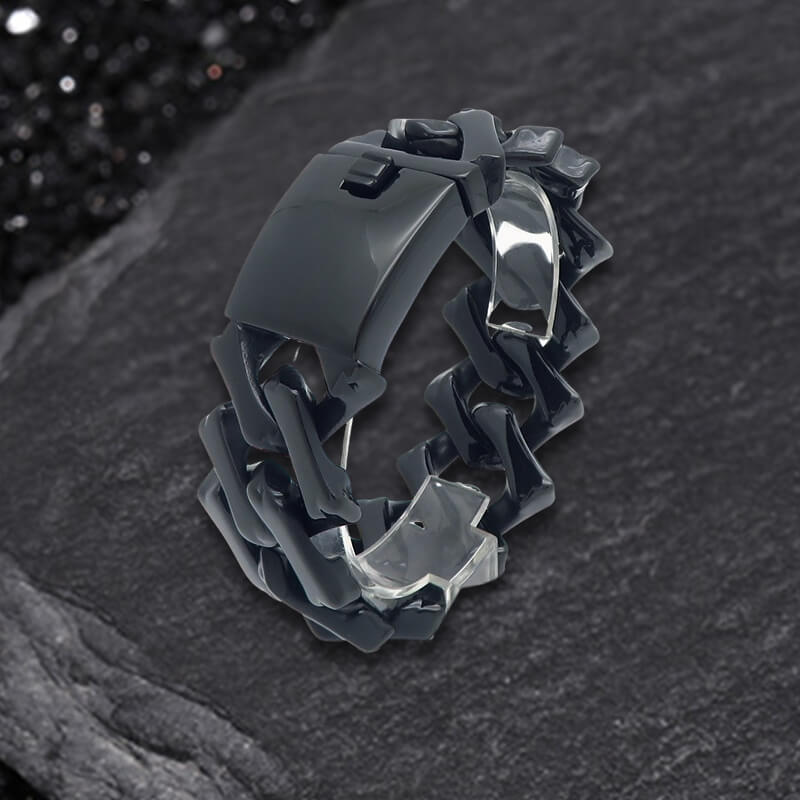 Pulsera de acero inoxidable con cadena cubana y rombos punk