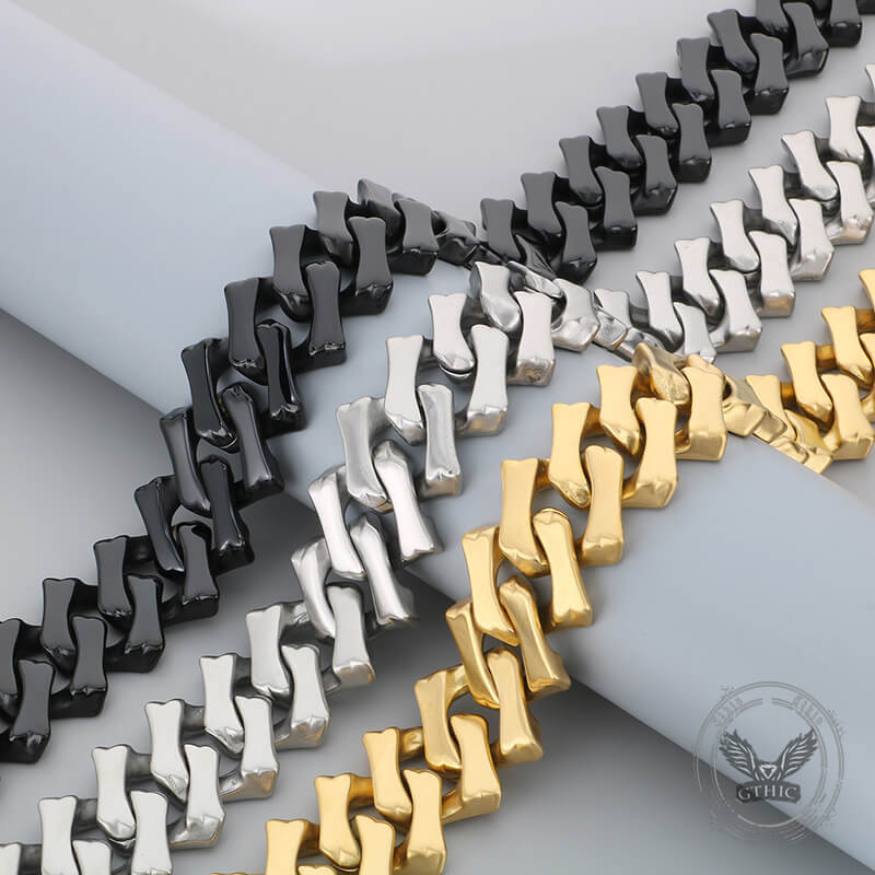 Pulsera de acero inoxidable con cadena cubana y rombos punk