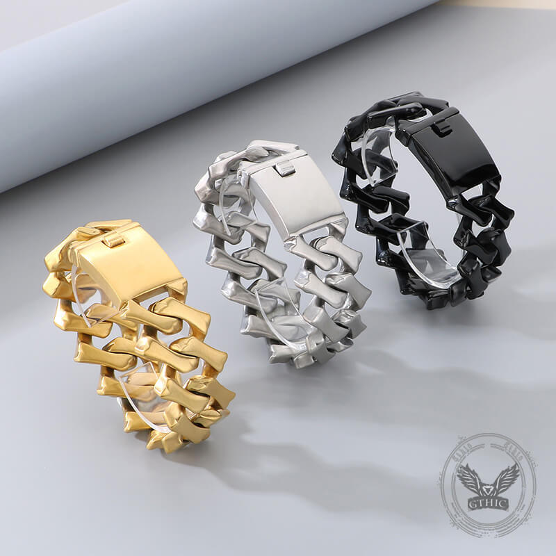 Pulsera de acero inoxidable con cadena cubana y rombos punk