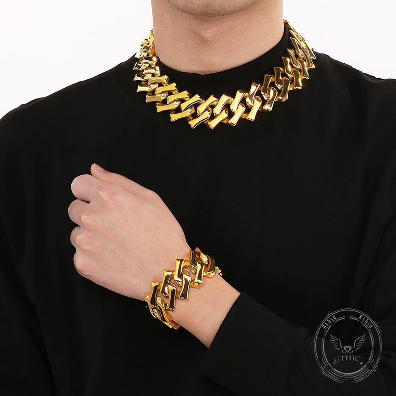 Punk Rhombus Cuban Chain Stainless Steel Necklace