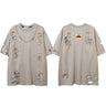 Punk Ripped Short Sleeve T-shirt With Chain