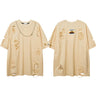Punk Ripped Short Sleeve T-shirt With Chain