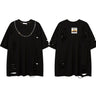 Punk Ripped Short Sleeve T-shirt With Chain