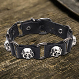 Punk Skull Head PU Leather Adjustable Bracelet