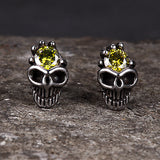 Punk Skull Head Stainless Steel Gemstone Earrings
