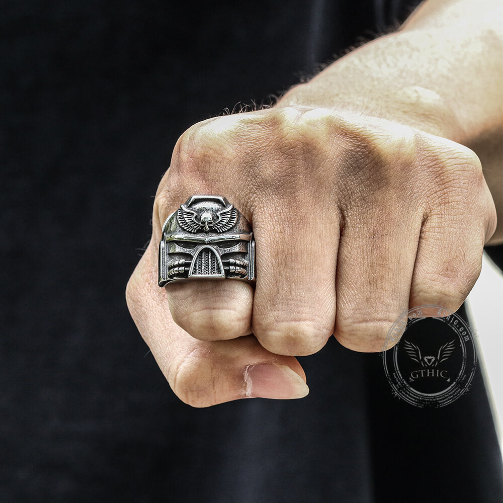 Punk Skull Wings Stainless Steel Ring