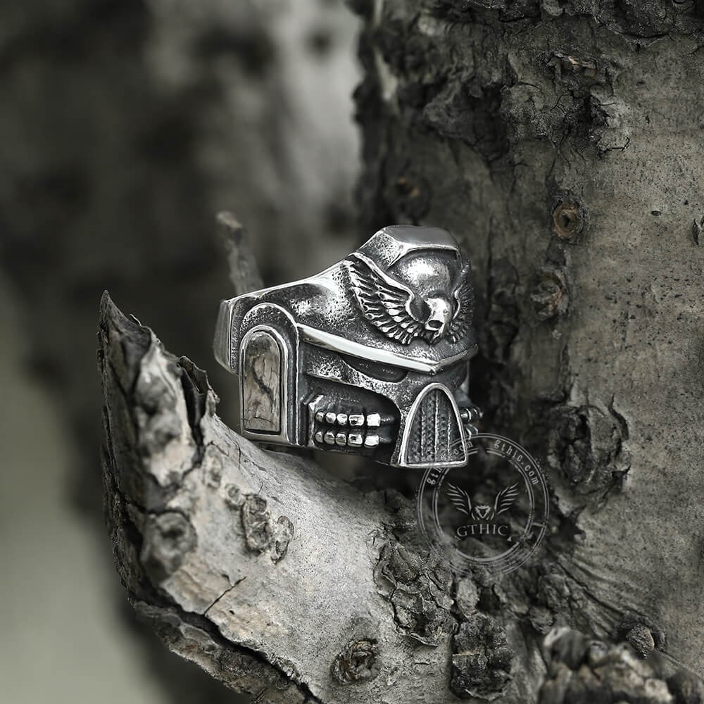 Punk Skull Wings Stainless Steel Ring