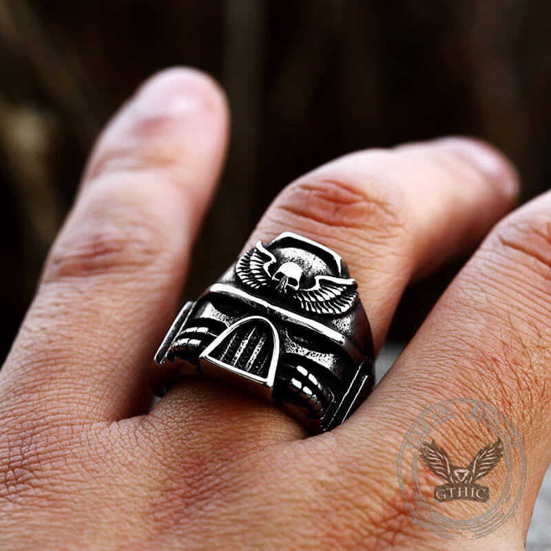 Punk Skull Wings Stainless Steel Ring