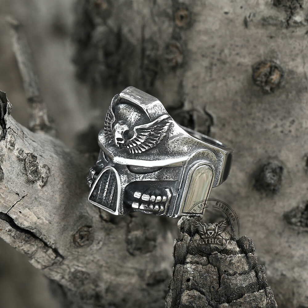 Punk Skull Wings Stainless Steel Ring