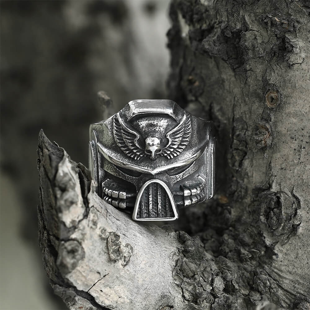 Punk Skull Wings Stainless Steel Ring