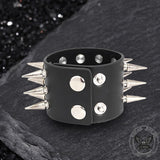 Punk Spike Studded Leather Wide Wristband