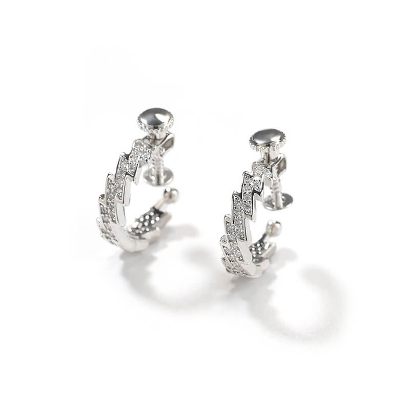 Pendientes de latón con circonitas y relámpagos en espiral estilo punk