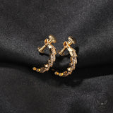 Punk Spiral Lightning Zircon Brass Stud Earrings