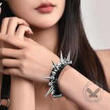 Punk Studded Snake Pattern Leather Rivet Bracelet