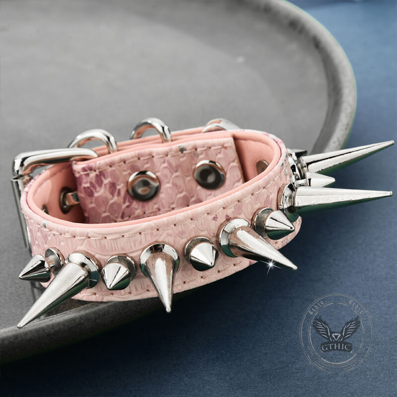Punk Studded Snake Pattern Leather Rivet Bracelet
