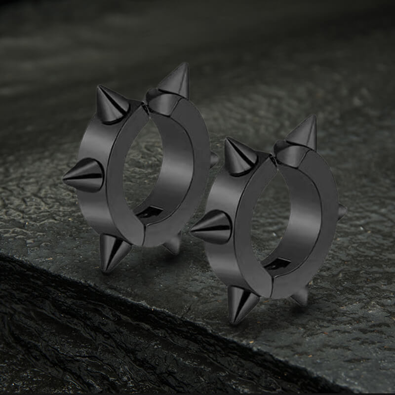 Punk Style Stainless Steel Spike Huggie Earrings