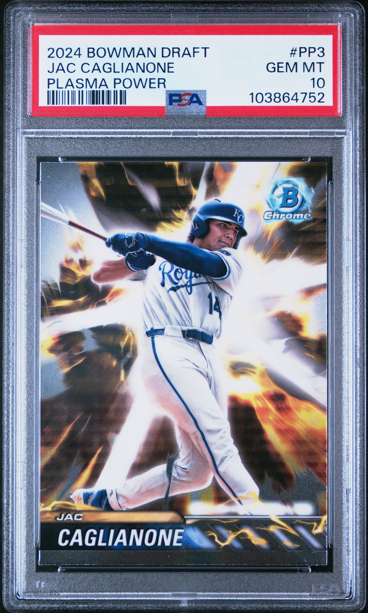 Graded 2024 Topps Bowman Draft Jac Caglianone #PP3 Plasma Power Rookie RC Baseball Card PSA 10 Gem Mint