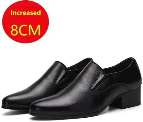 Pointed Leather Shoes Genuine Leather Men's Elevator Shoes - Lootquake