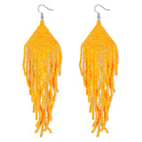 DoreenBow Long Beaded Tassel Earrings Boho Beaded Fringe Earrings Yellow Tassle Bead Dangle Drop Earrings Native American Indian Earrings for Women - Lootquake