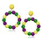 Mardi Gras Earrings Rattan Earrings Rattan Ball Hoop Dangle Earrings for Women Handmade Bohemia Earrings Braid Straw Wicker Raffia Earrings Summer Beach Accessory Gifts (Mardi Gras Color) - Lootquake