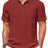 COOFANDY Mens Casual Shirts Band Collar Heley Shirt Short Sleeeve Fashion Linen T Shirt Lightweight Beach Wear Clothing Red - Lootquake