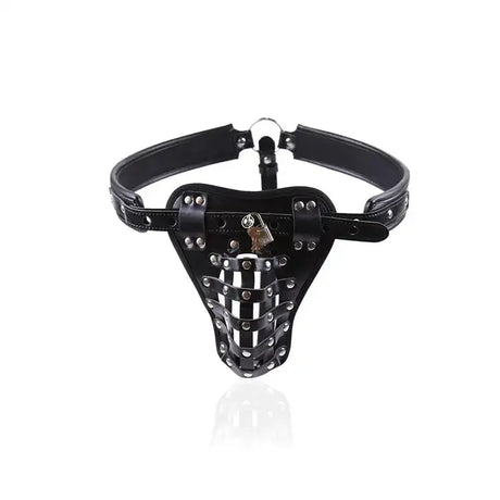 Leather Men's Chastity Belt with Cock Cage, Adult Toy - Lootquake