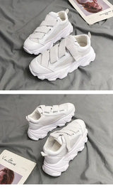 Velcro Platform Sneakers, Dad Shoes, White Casual Shoes - Lootquake