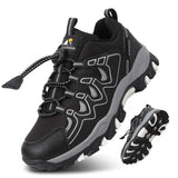Eggseed Boys Shoes Boys Sneakers Light Weight Outdoor Shoes Non-Slip Boys Water Resistant Hiking Shoes Rubber Children Casual Shoes Breathable FitnessBig Kids Shoes Size 7 Black Silver - Lootquake