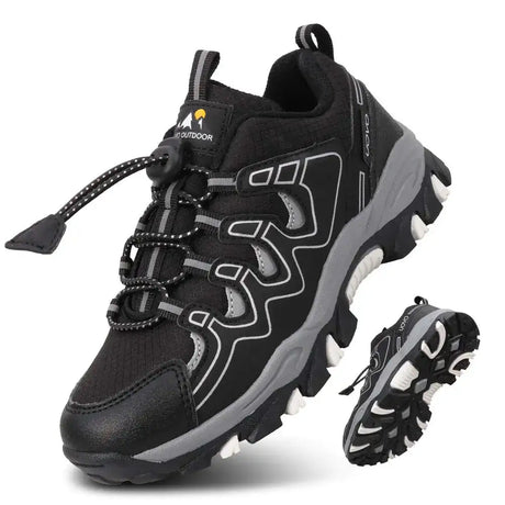 Eggseed Boys Shoes Boys Sneakers Light Weight Outdoor Shoes Non-Slip Boys Water Resistant Hiking Shoes Rubber Children Casual Shoes Breathable FitnessBig Kids Shoes Size 7 Black Silver - Lootquake