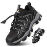 Eggseed Boys Shoes Boys Sneakers Light Weight Outdoor Shoes Non-Slip Boys Water Resistant Hiking Shoes Rubber Children Casual Shoes Breathable FitnessBig Kids Shoes Size 7 Black Silver - Lootquake