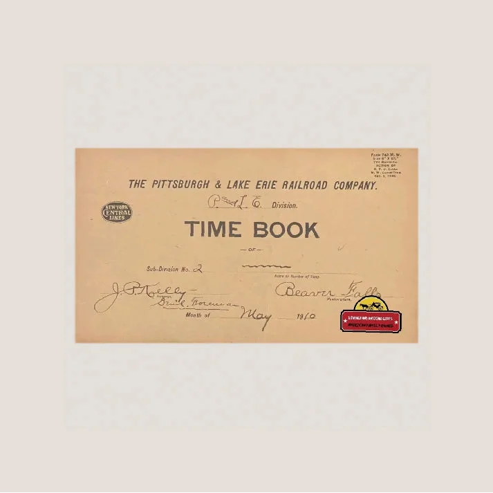Rare 1910 Pittsburgh And Lake Erie Railroad Time Book Unearthed