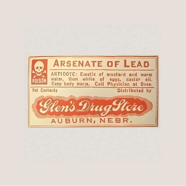 Rare 1910s Skull Arsenate Lead Pharmacy Label Antique Collectible