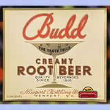 Rare 1920s Budd Creamy Root Beer Label Antique Vintage Collectible