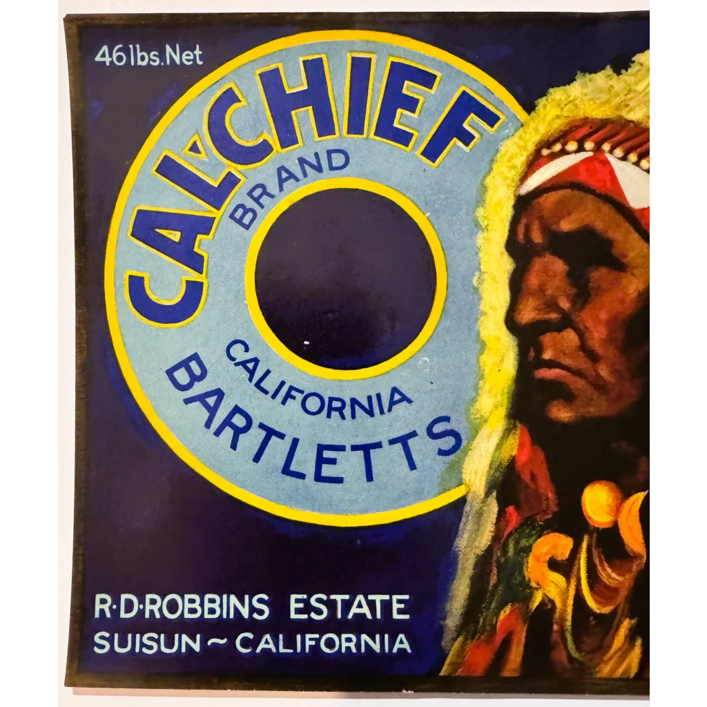 Rare 1920s Cal'Chief Bartlett Pears Crate Label Unearthed