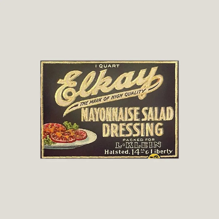 Rare 1920s Elkay Mayonnaise Label Antique Vintage Collectible