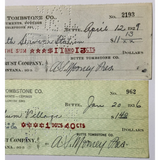 Rare 1930s Butte Tombstone Company Checks from Montana Mining Era