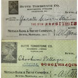 Rare 1930s Butte Tombstone Company Checks from Montana Mining Era