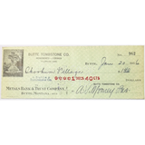 Rare 1930s Butte Tombstone Company Checks from Montana Mining Era