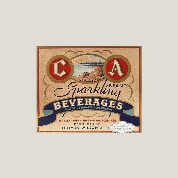 Rare 1930s C A Sparkling Beverages Antique Vintage Label