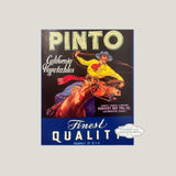 Rare 1930s Cowboy Rodeo Pinto Crate Label from Castroville