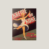 Rare 1930s Kreme De Koke Ice Skater Vegetable Label from Salinas