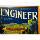 Rare 1930s Locomotive Engineer Crate Label from Fresno