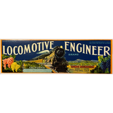 Rare 1930s Locomotive Engineer Crate Label from Fresno