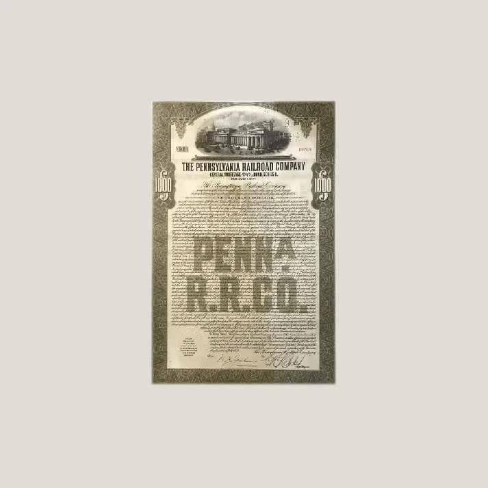 Rare 1934 Pennsylvania Railroad Gold Bond Certificate Discovered