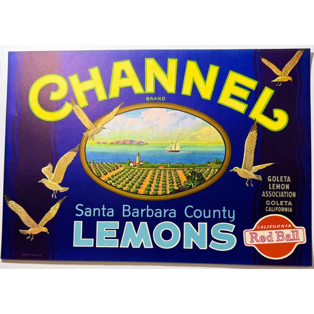 Rare 1940s Channel Lemons Label from Santa Barbara County