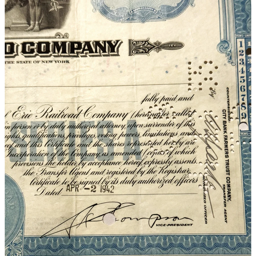 Rare 1940s Erie Railroad Stock Certificate Unearths NY History