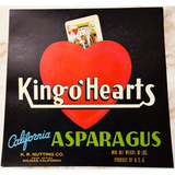 Rare 1940s King o' Hearts Asparagus Crate Label Discovered