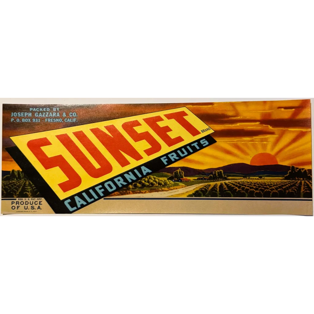 Rare 1940s San Joaquin Valley Fruit Label by Joseph Gazzara