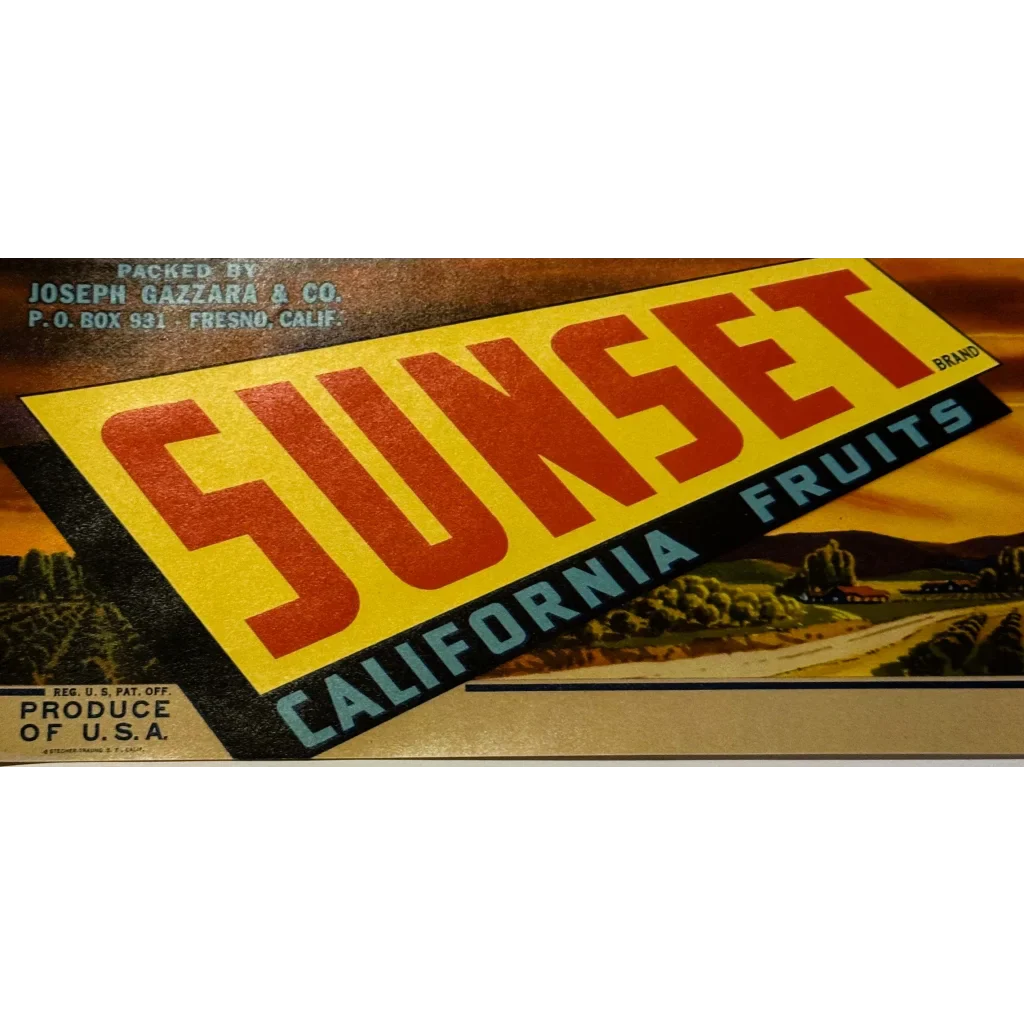 Rare 1940s San Joaquin Valley Fruit Label by Joseph Gazzara